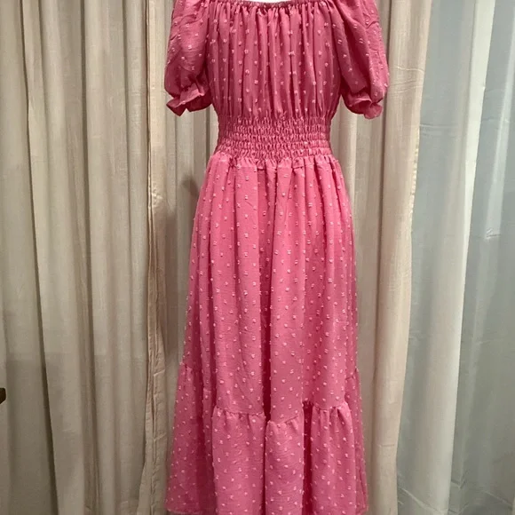 Elegant Pink Smocked Maxi Dress - Picture 4 of 5